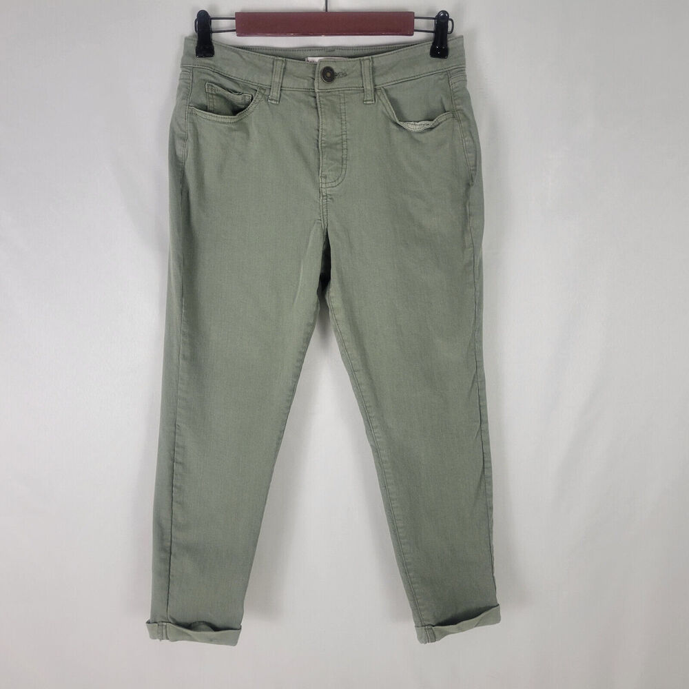 SO Jeans Juniors 9 Green High Rise Denim Womens Curvy Cuffed Crop W28 x L22.5
